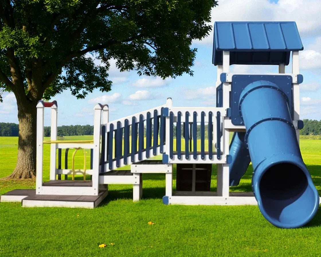 Knight’s Castle Commercial Playset – Vinyl Playground with Tube Slide and Ramp
