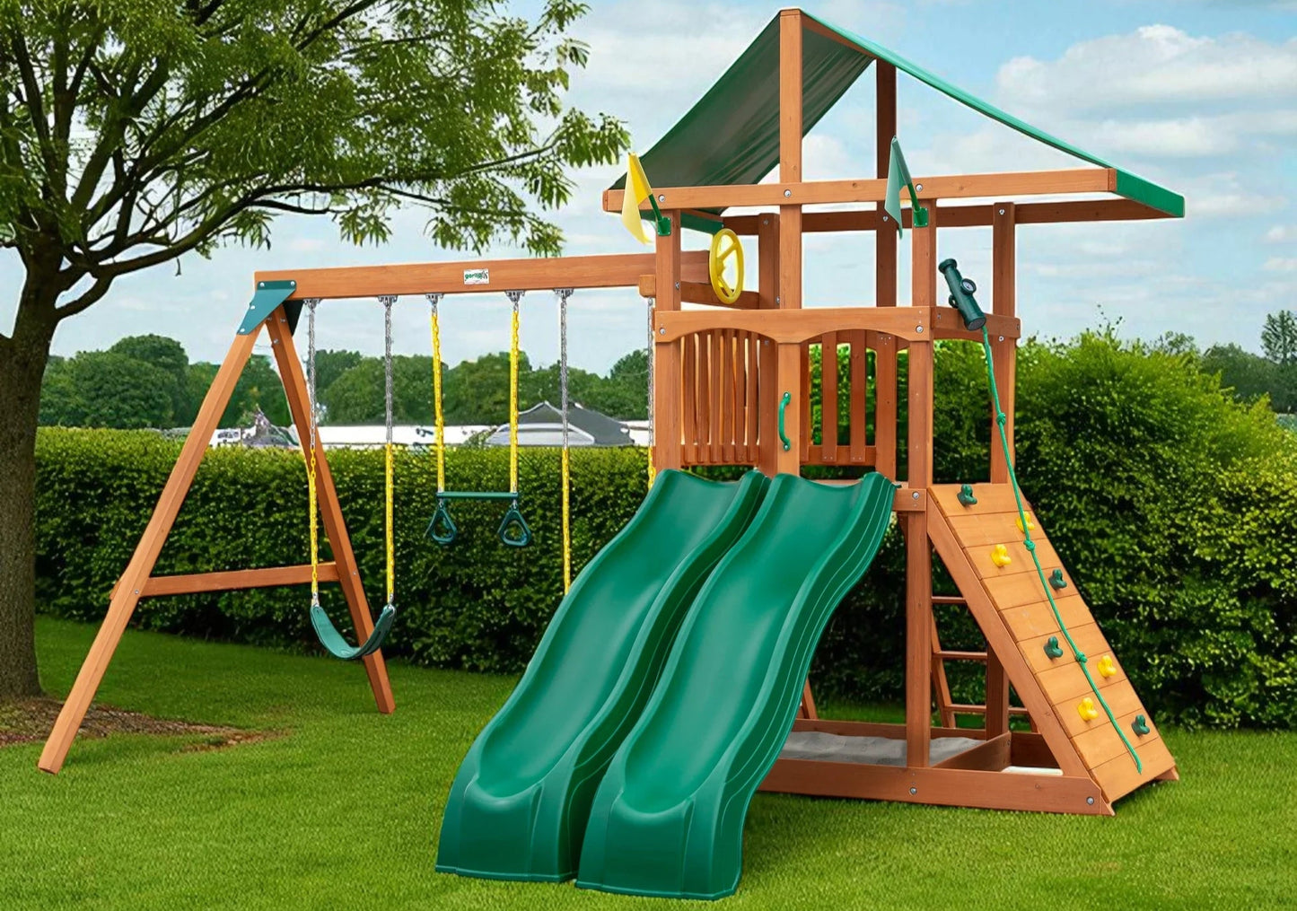MazonvintagePlaysets Outing With Dual Slides Swing Set