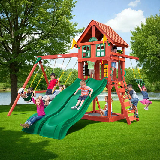 Adventure Wave Swing Set w/ Grey Slides