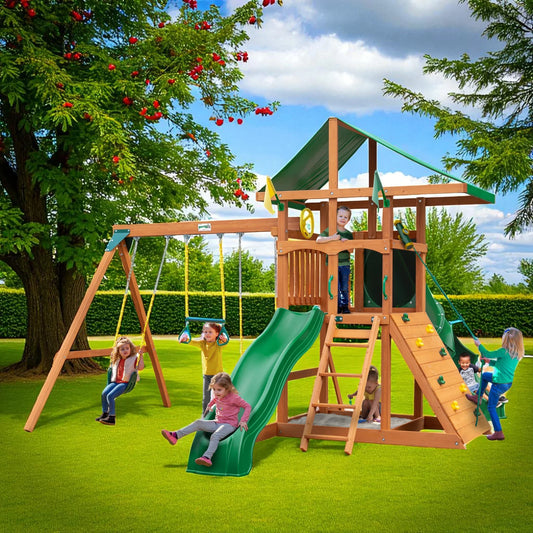 MazonvintagePlaysets Outing With Tube Slide Swing Set