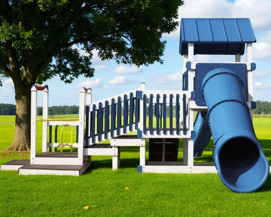 Knight’s Castle Commercial Playset – Vinyl Playground with Tube Slide and Ramp