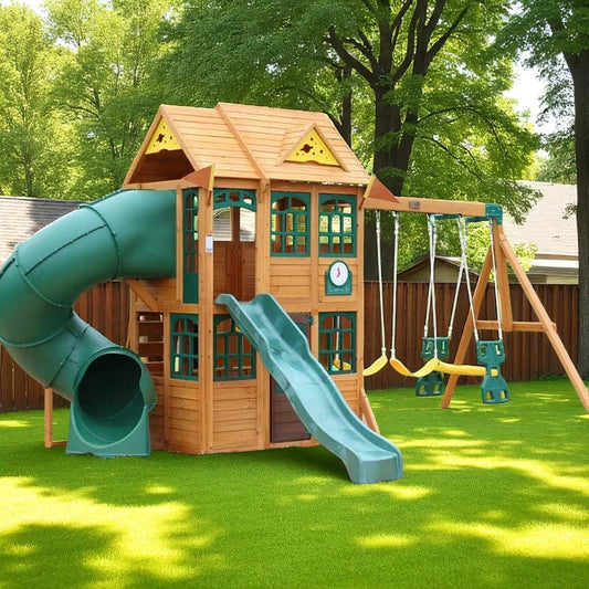 Charleston Lodge Wooden Swing Set / Playset