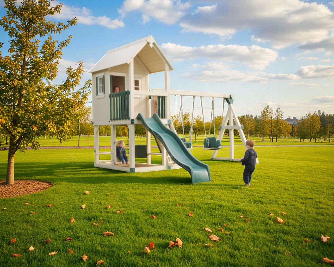 Playstation Outdoor Playhouse with Slide & Swings – Backyard Playset for Kids